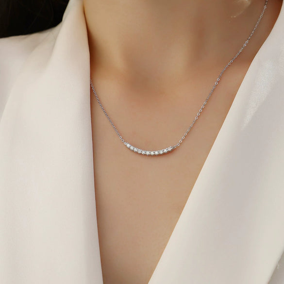Wholesale Fashion Geometric 925 Silver Necklace Set With Diamonds For Women