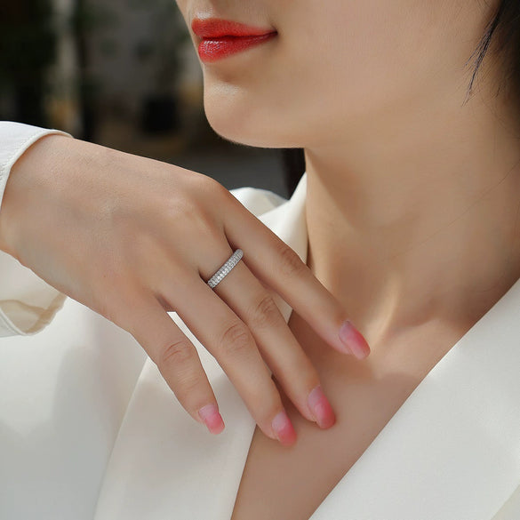 Wholesale Fashion Geometric 925 Silver Ring Set With Diamonds
