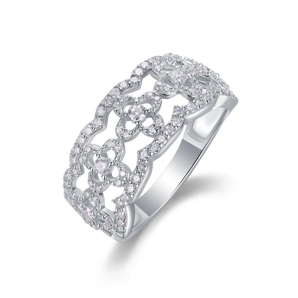Wholesale Fashion Geometric Silver 925 S925 Silver Ring Set With Diamonds For Women