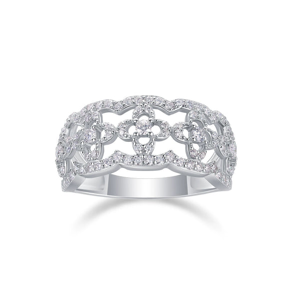 Wholesale Fashion Geometric Silver 925 S925 Silver Ring Set With Diamonds For Women