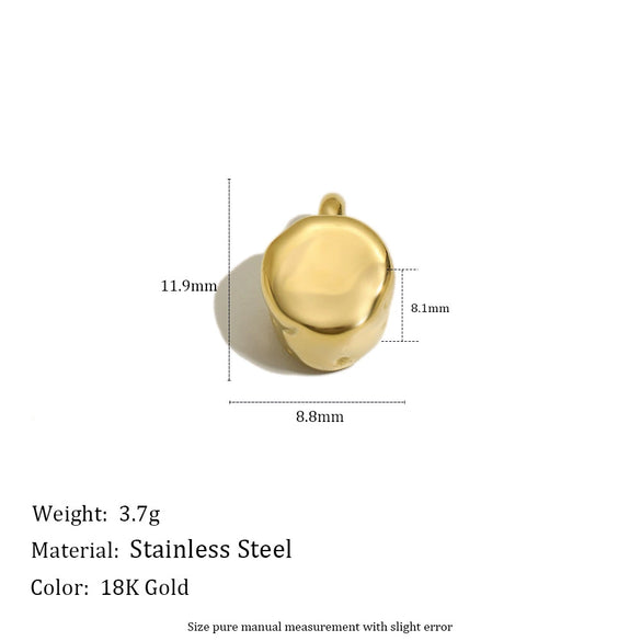 Wholesale Fashion Geometric Solid Barrel Bead Jewelry Accessories Stainless Steel 18K Gold Plated Round Zirconium Pendant For Women