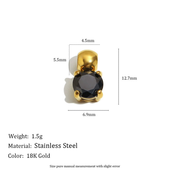 Wholesale Fashion Geometric Solid Barrel Bead Jewelry Accessories Stainless Steel 18K Gold Plated Round Zirconium Pendant For Women