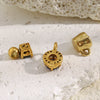 Wholesale Fashion Geometric Solid Barrel Bead Jewelry Accessories Stainless Steel 18K Gold Plated Round Zirconium Pendant For Women