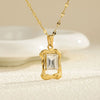 Wholesale Fashion Geometric Square Stainless Steel Lip Clavicle Necklace With White Rhinestones And Electroplating