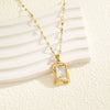 Wholesale Fashion Geometric Square Stainless Steel Lip Clavicle Necklace With White Rhinestones And Electroplating