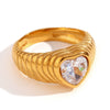 Wholesale Fashion Geometric Stainless Steel Bracelet With Casting Love Light Wave Zircon And 18K Gold Plated For Women