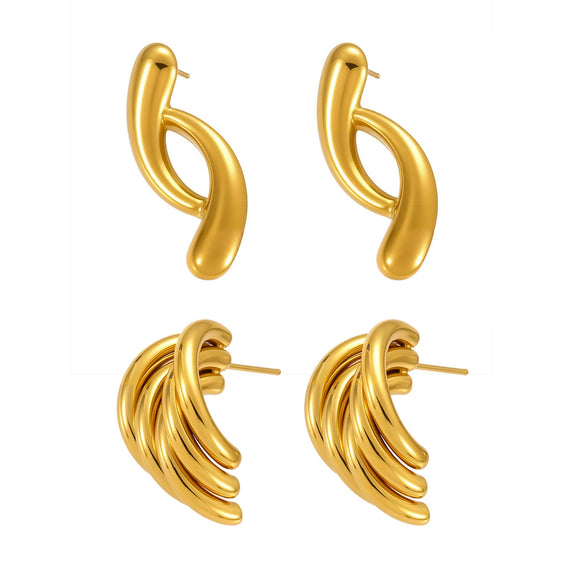 Wholesale Fashion Geometric 316L Stainless Steel Earrings With Electroplating Processing