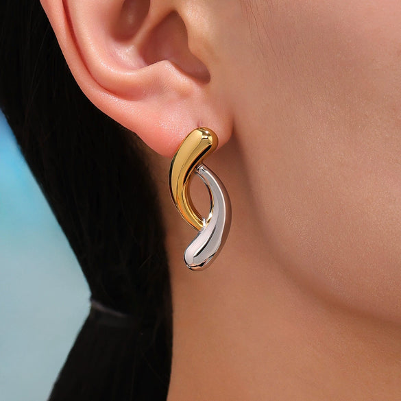 Wholesale Fashion Geometric 316L Stainless Steel Earrings With Electroplating Processing
