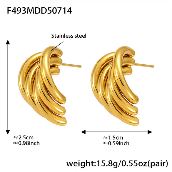 Wholesale Fashion Geometric 316L Stainless Steel Earrings With Electroplating Processing