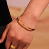 Wholesale Fashion Geometric 316L Stainless Steel Electroplated 18K Real Gold Color Ring Buckle Bracelet