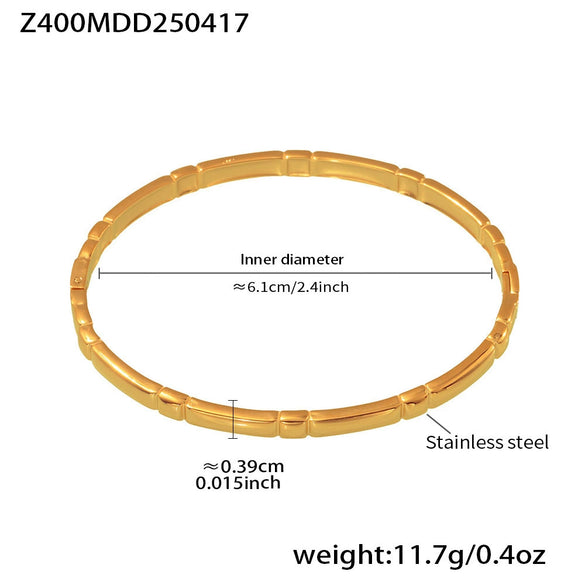 Wholesale Fashion Geometric 316L Stainless Steel Electroplated 18K Real Gold Color Ring Buckle Bracelet