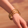 Wholesale Fashion Geometric 316L Stainless Steel Electroplated 18K Real Gold Color Ring Buckle Bracelet