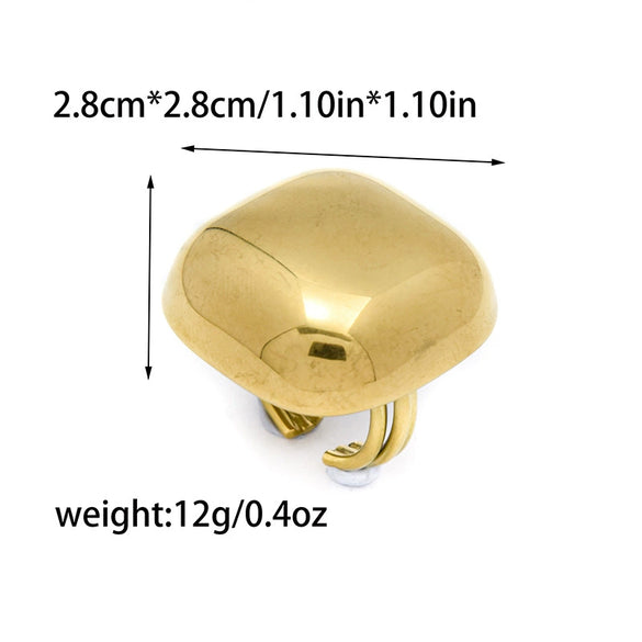 Wholesale Fashion Geometric Stainless Steel Gold Plated Opening Ring Jewelry For Women