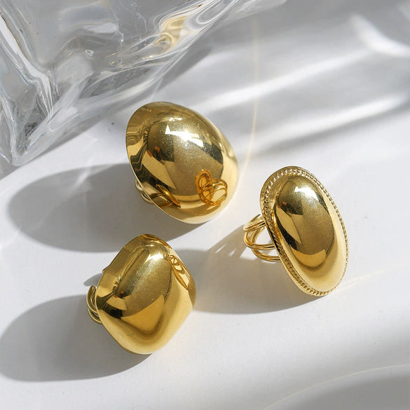 Wholesale Fashion Geometric Stainless Steel Gold Plated Opening Ring Jewelry For Women