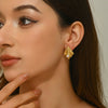 Wholesale Fashion Geometric Stainless Steel Inlay Pearl Scallop Earrings For Women