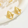 Wholesale Fashion Geometric Stainless Steel Inlay Pearl Scallop Earrings For Women