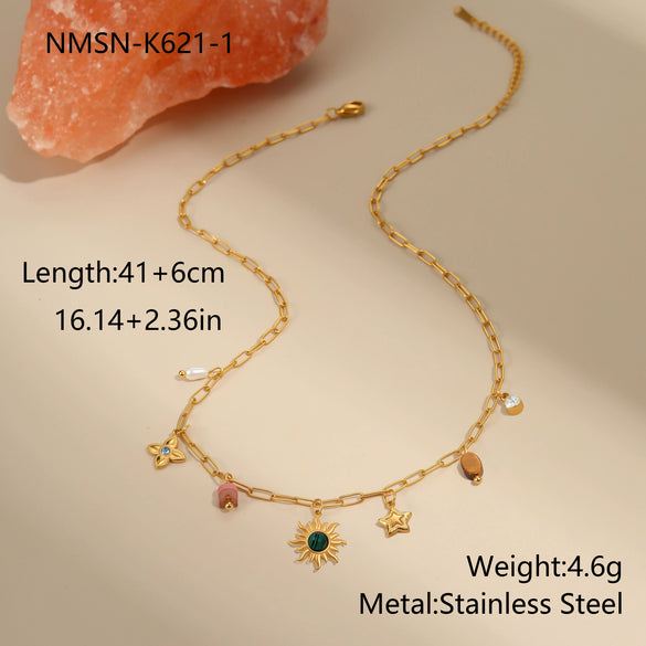 Wholesale Fashion Geometric Stainless Steel 18K Electroplated Love Pendant Clavicle Necklace For Women