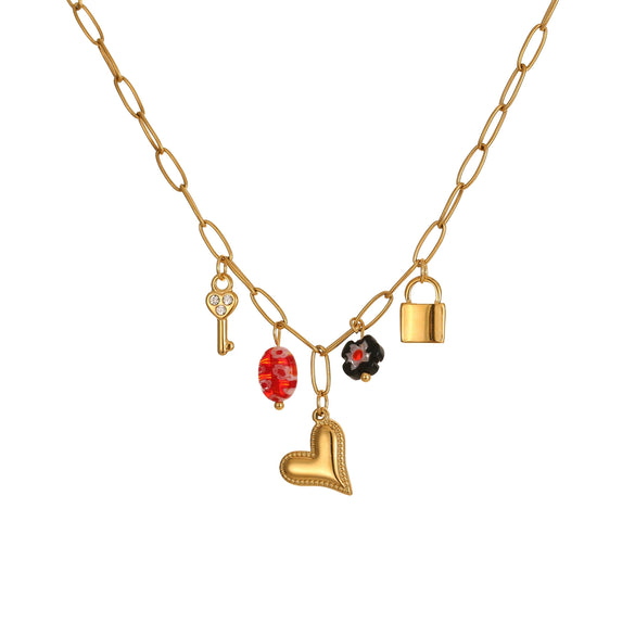Wholesale Fashion Geometric Stainless Steel 18K Electroplated Love Pendant Clavicle Necklace For Women