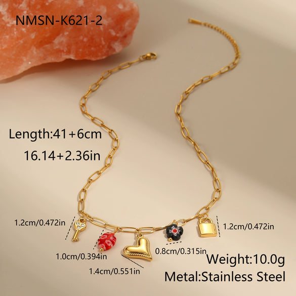 Wholesale Fashion Geometric Stainless Steel 18K Electroplated Love Pendant Clavicle Necklace For Women
