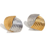 Wholesale Fashion Geometric Stainless Steel 18K Gold Plated Fan Striped Cross Earrings For Women