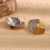 Wholesale Fashion Geometric Stainless Steel 18K Gold Plated Fan Striped Cross Earrings For Women