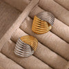 Wholesale Fashion Geometric Stainless Steel 18K Gold Plated Fan Striped Cross Earrings For Women