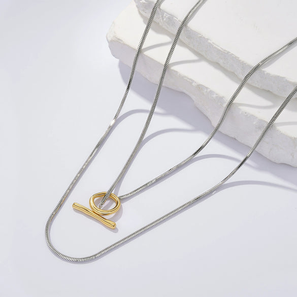 Wholesale Fashion Geometric Stainless Steel Snake Bone Chain Necklace For Women With Polishing Design