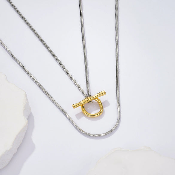 Wholesale Fashion Geometric Stainless Steel Snake Bone Chain Necklace For Women With Polishing Design