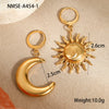 Wholesale Fashion Geometric Titanium Steel And 18K Gold Electroplated Moon Sun Earrings For Women