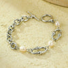 Wholesale Fashion Geometric Titanium Steel Bracelet Inlaid With Shell Beads 18K Goldplated For Women