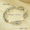 Wholesale Fashion Geometric Titanium Steel Bracelet Inlaid With Shell Beads 18K Goldplated For Women