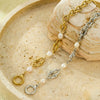 Wholesale Fashion Geometric Titanium Steel Bracelet Inlaid With Shell Beads 18K Goldplated For Women