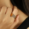 Wholesale Fashion Geometric 316L Stainless Steel 18K Gold Plated Zircon Set Ring For Women