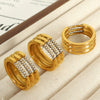 Wholesale Fashion Geometric 316L Stainless Steel 18K Gold Plated Zircon Set Ring For Women