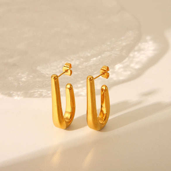 Wholesale Fashion Geometric U Shaped Stainless Steel Earrings With Pvd Furnace Real Gold Electroplating For Women
