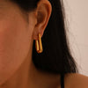 Wholesale Fashion Geometric U Shaped Stainless Steel Earrings With Pvd Furnace Real Gold Electroplating For Women