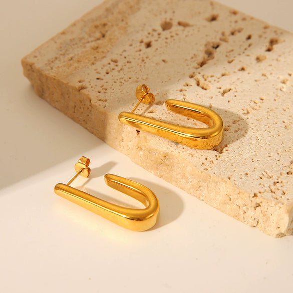 Wholesale Fashion Geometric U Shaped Stainless Steel Earrings With Pvd Furnace Real Gold Electroplating For Women