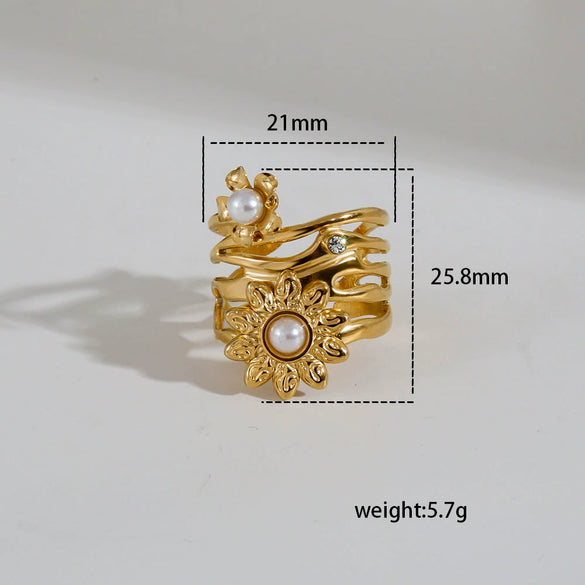 Wholesale Fashion Gold Plated Geometric Fairy Style Titanium Steel Open Ring Jewelry For Men And Women