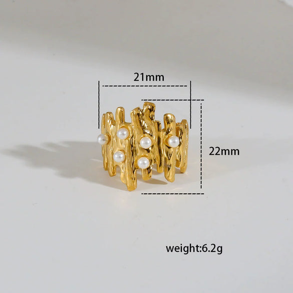 Wholesale Fashion Gold Plated Geometric Fairy Style Titanium Steel Open Ring Jewelry For Men And Women