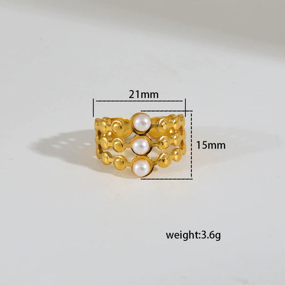 Wholesale Fashion Gold Plated Geometric Fairy Style Titanium Steel Open Ring Jewelry For Men And Women