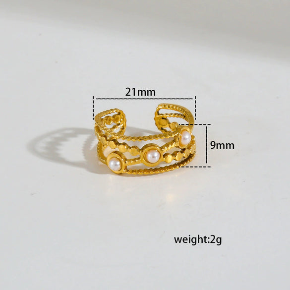 Wholesale Fashion Gold Plated Geometric Fairy Style Titanium Steel Open Ring Jewelry For Men And Women