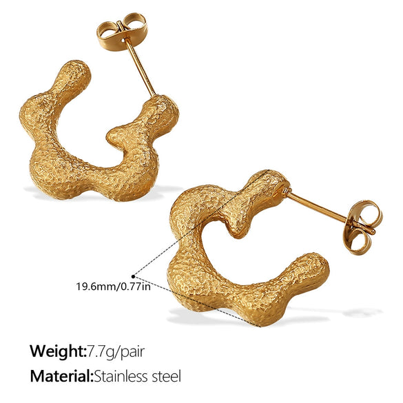 Wholesale Fashion Goldplated Hammered Flower 316L Stainless Steel Earrings For Women