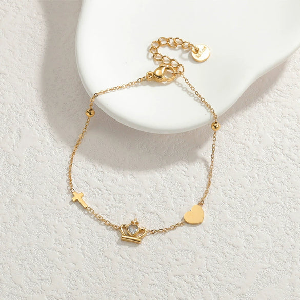 Wholesale Fashion Heart Shape Stainless Steel Electroplated Women's Love Bracelet