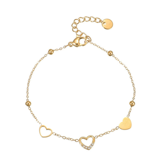 Wholesale Fashion Heart Shape Stainless Steel Electroplated Women's Love Bracelet