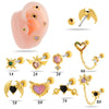 Wholesale Fashion Heart Shaped Copper Jewelry For Women Cartilage Puncture Ear Bone Nail With Zirconium Love Chain And Stainless Steel Rod