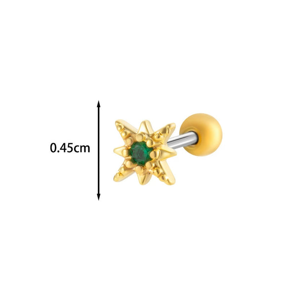Wholesale Fashion Heart Shaped Copper Jewelry For Women Cartilage Puncture Ear Bone Nail With Zirconium Love Chain And Stainless Steel Rod