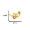Wholesale Fashion Heart Shaped Copper Jewelry For Women Cartilage Puncture Ear Bone Nail With Zirconium Love Chain And Stainless Steel Rod