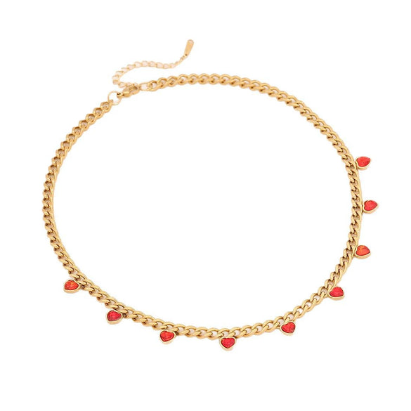 Wholesale Fashion Heart Shaped Stainless Steel Chain Necklace For Women With Electroplating