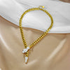Wholesale Fashion Heavy Metal Snake Head And Tail Titanium Steel Thick Chain Necklace With Electroplating And Full Diamond Unisex