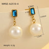 Wholesale Fashion High Sense Inlaid Imitation Pearl Stainless Steel Women's Geometric And Flower Pattern Earrings With Electroplating